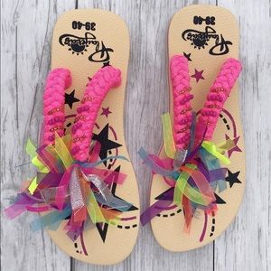 Tan Ribbon Flip Flops 🎀